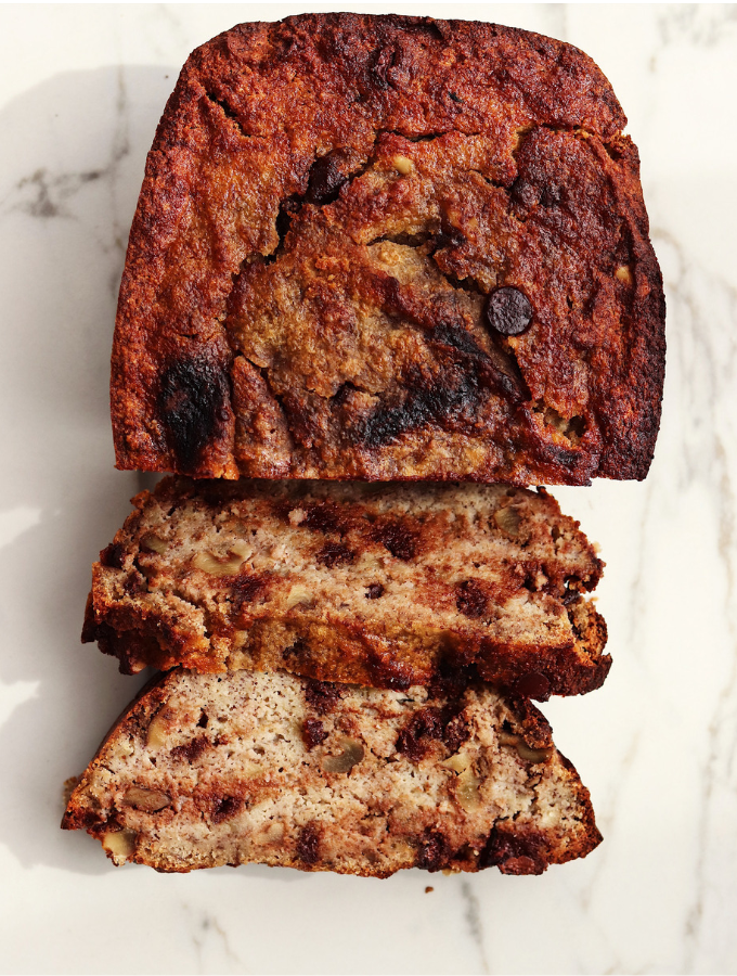 sliced banana bread with chocolat chips